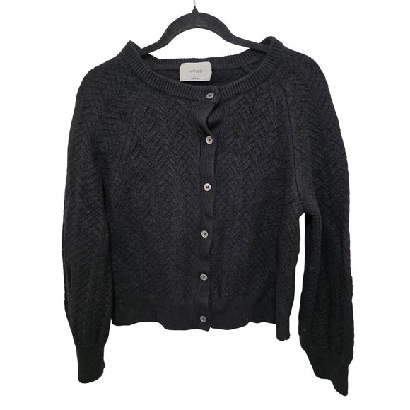 Aritzia Wilfred Women's Black Button-Up Knit 100% Marino Wool Cardigan Sweater S - Picture 1 of 9